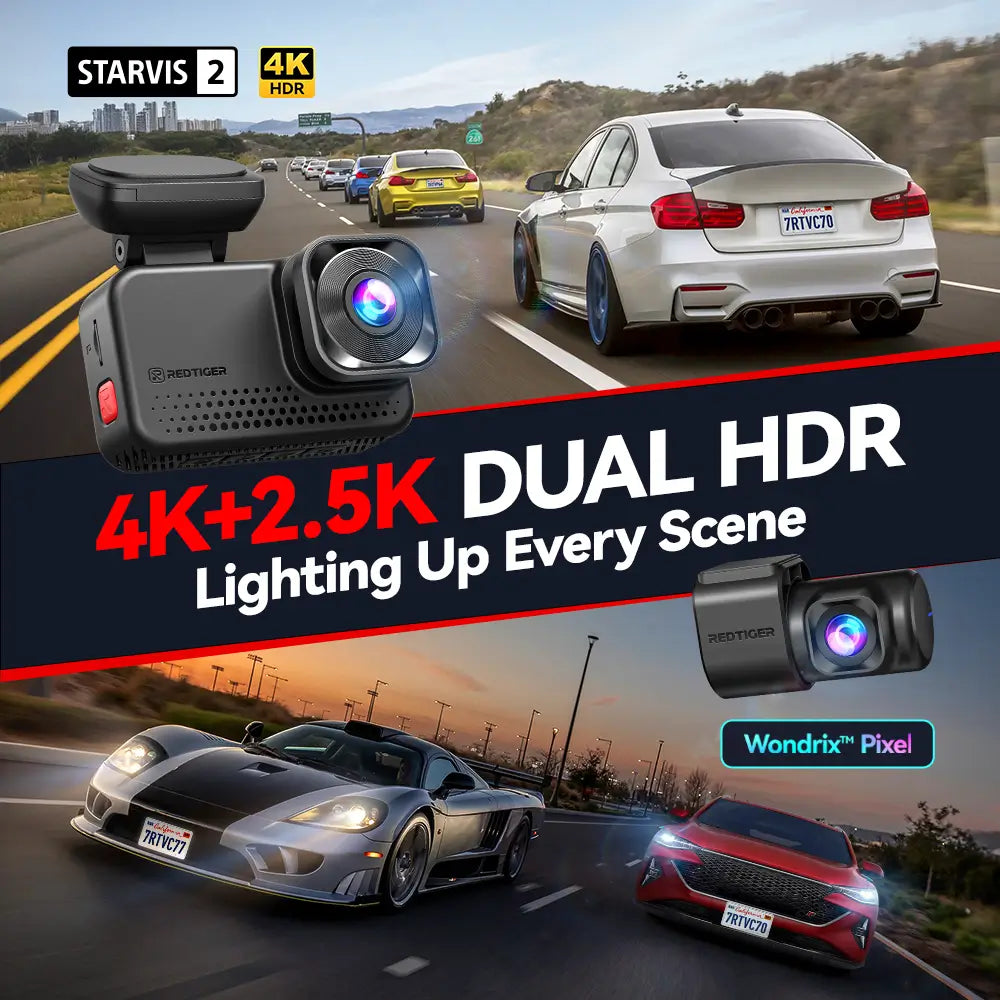Redtiger ViewClear 70 4K Dual HDR 5.8Ghz WiFi-6 Hyper Night Clarity Dual Dash Cam