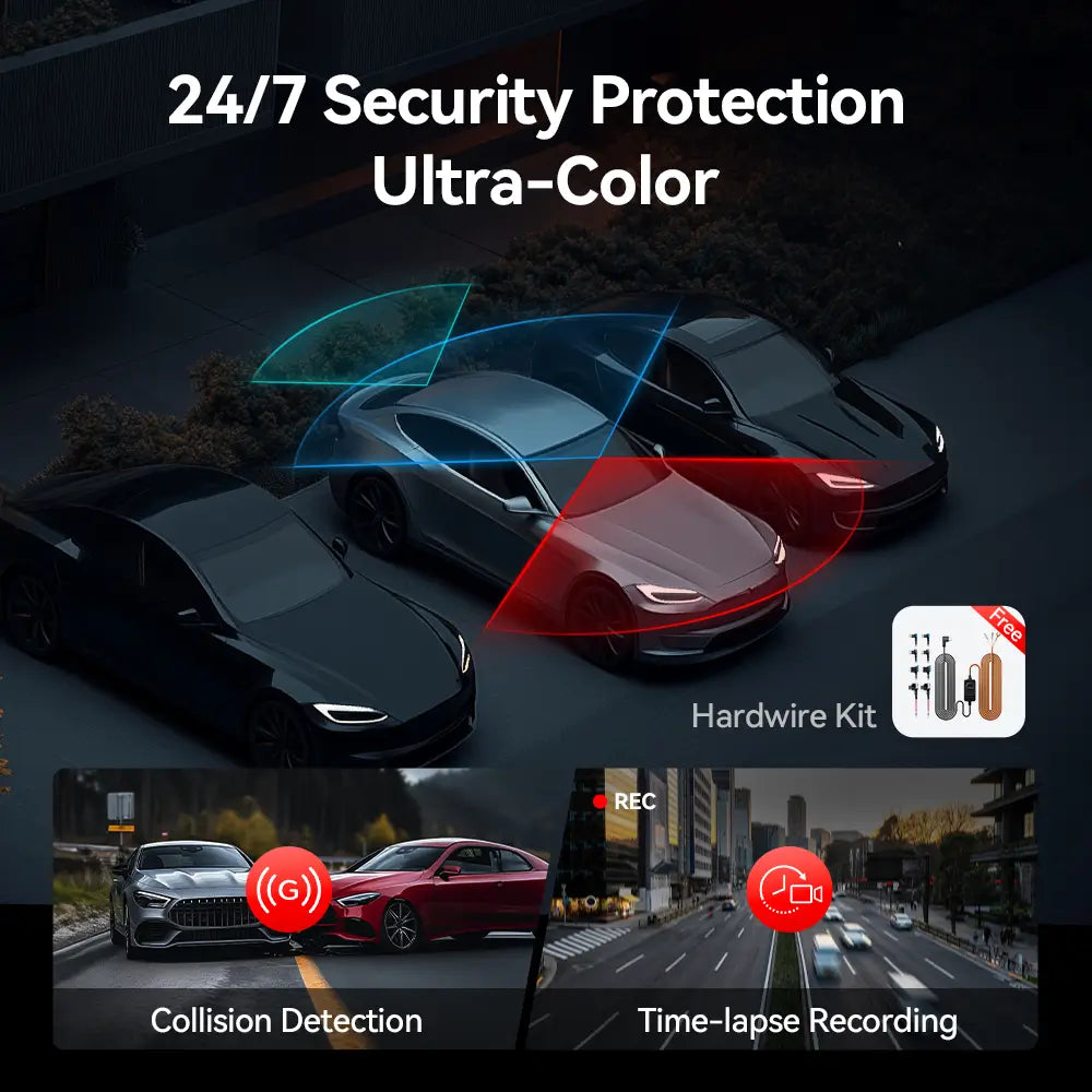 Redtiger F17 Elite 3-Channel 4K+2.5K+1080P 24/7 Ultra-Color Wifi6 Dash Cam