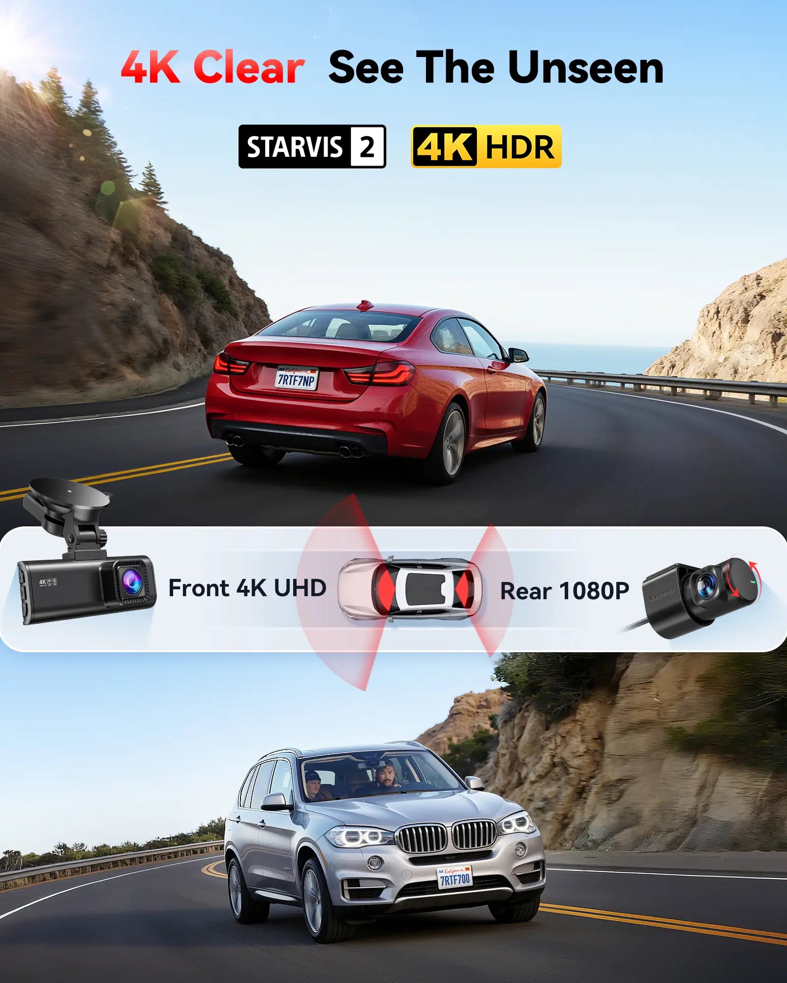 Redtiger F7NP 4K Front Bak Dash Cam