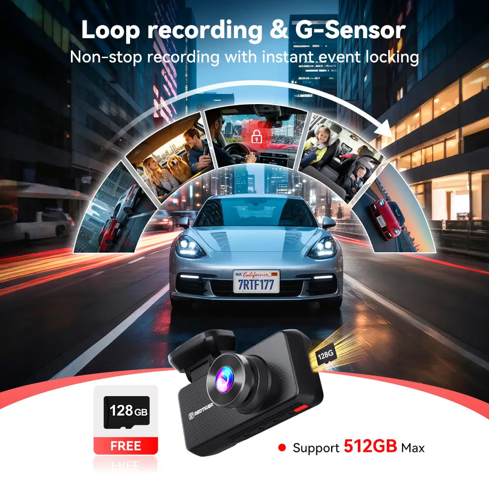 Redtiger F17 Plus 4-Channel Dash Cam with 2.7K Front Recording & Sony STARVIS 2