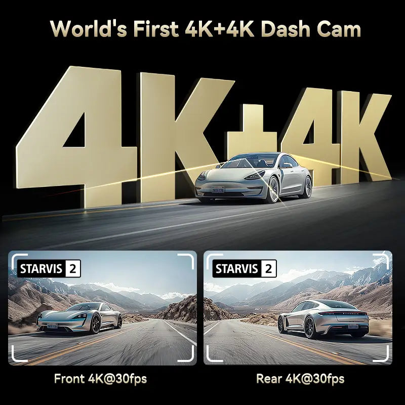 F77 STARVIS 2 4K+4K Double IMX678 Contrôle Vocal WIFI Haute Vitesse 5.8GHz Dash Cam