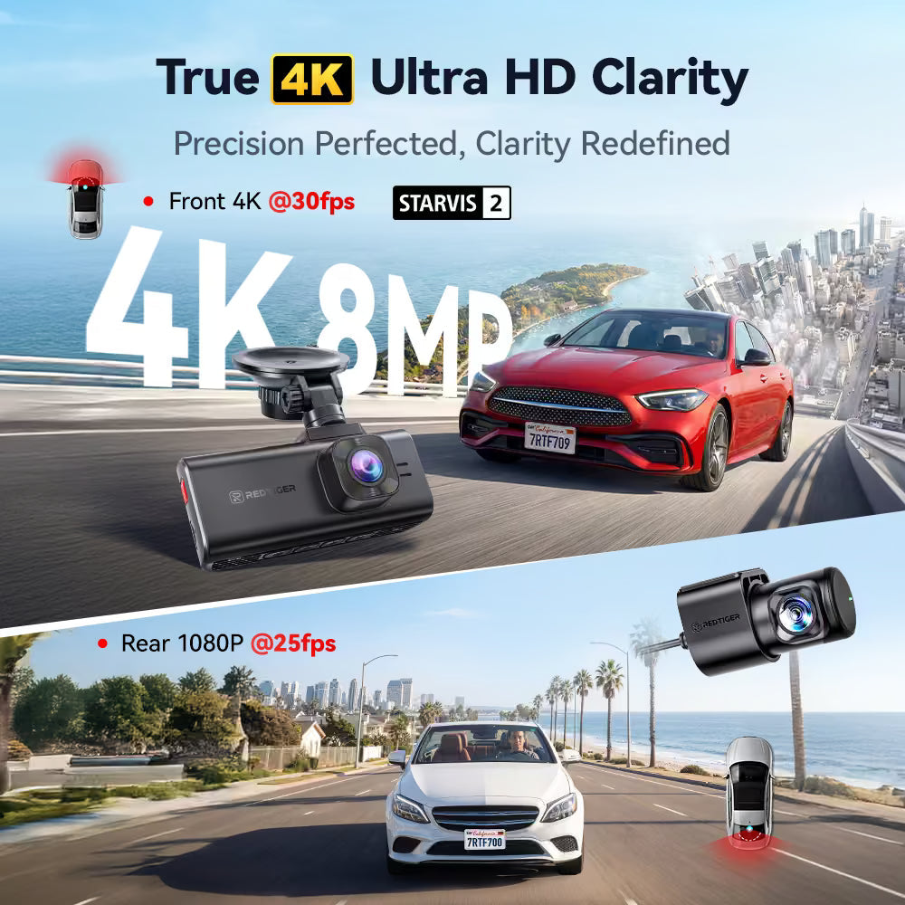 Redtiger F7NA 4K Sony STARVIS 2 Front and Rear Dash Cam
