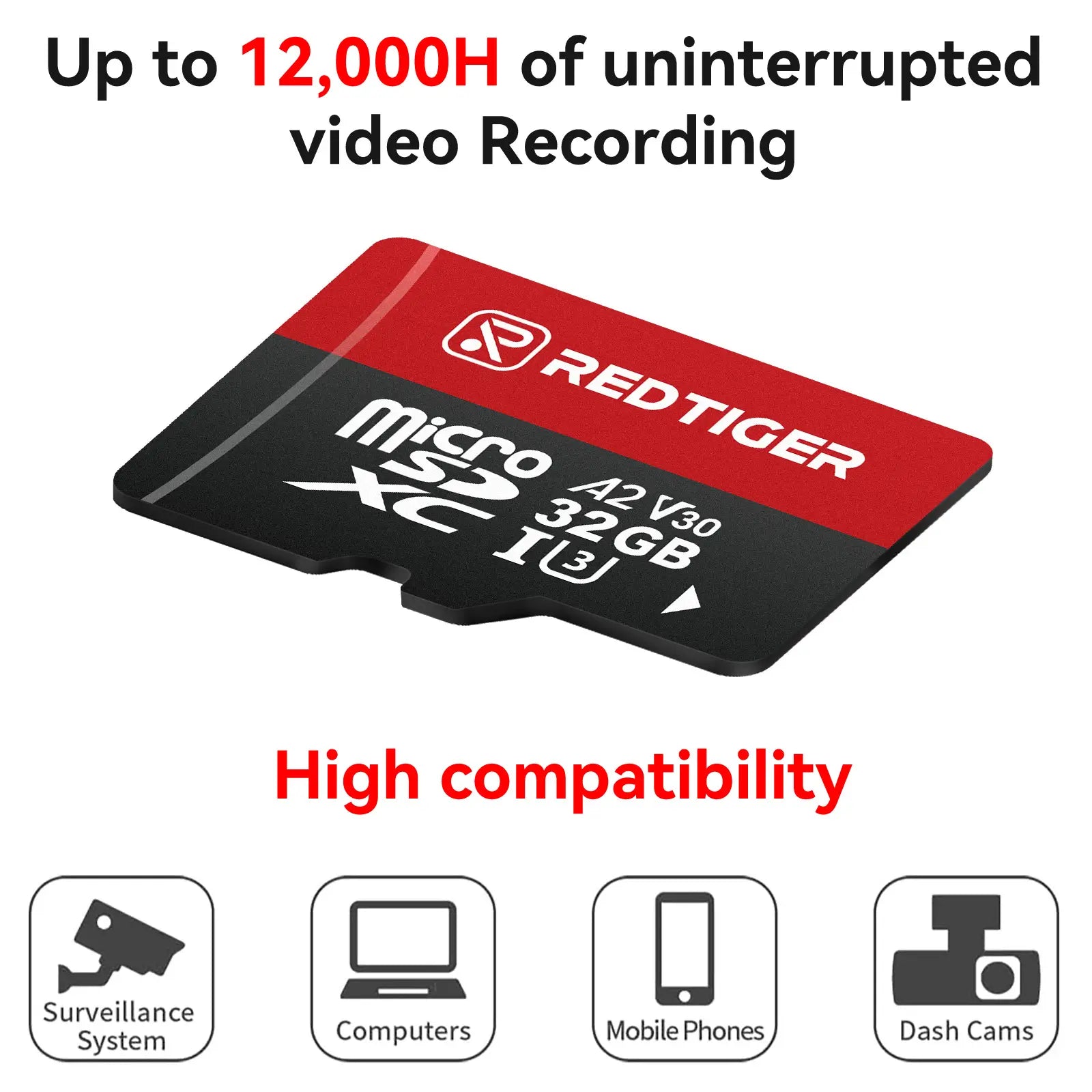 Redtiger 32GB/64GB/128GB/256GB SD-Karte für Dashcam Klasse 10 U3
