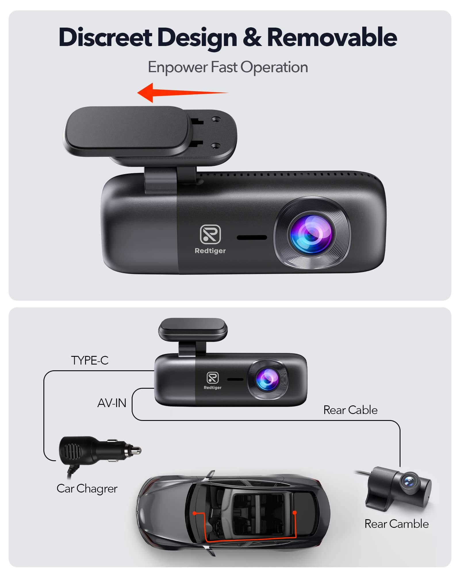 Redtiger F9 4K Dual Mini Dash Cam Hot Sales REDTIGER Dash Cam   