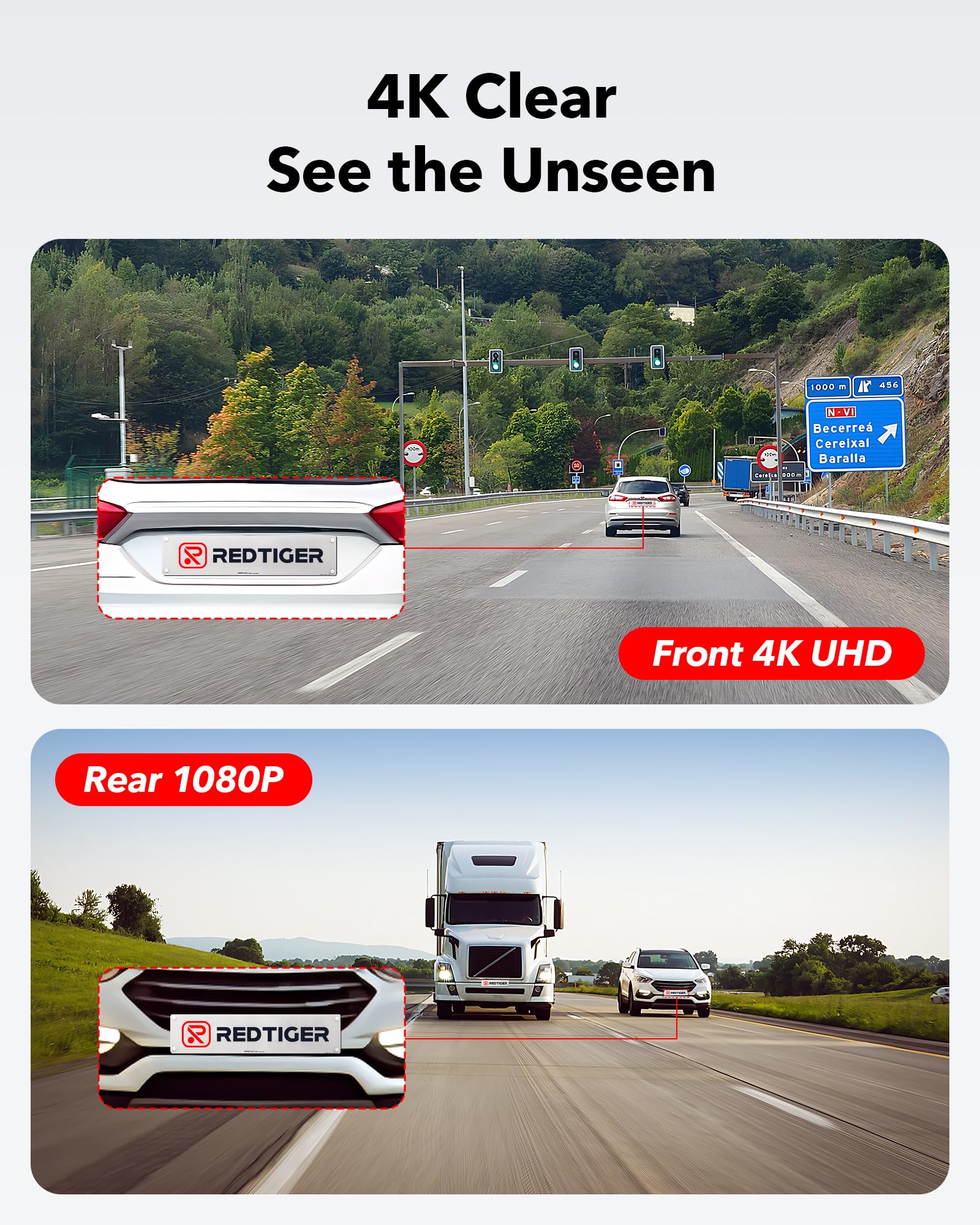 REDTIGER F7N 4K+1080P Dual Dash Cam – Front And Rear, WiFi, GPS, 24H Parking Monitor, Free Hardwire Kit